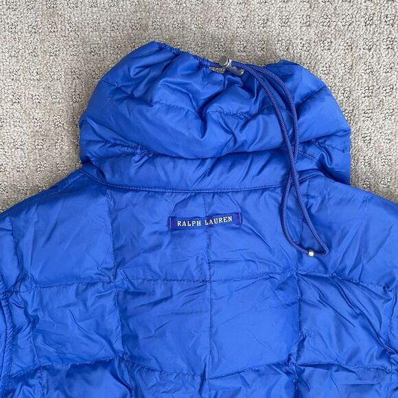 Ralph Lauren Down Puffer Jacket Women Small Royal Blue Full Zip Mock Neck Snow - Picture 6 of 11